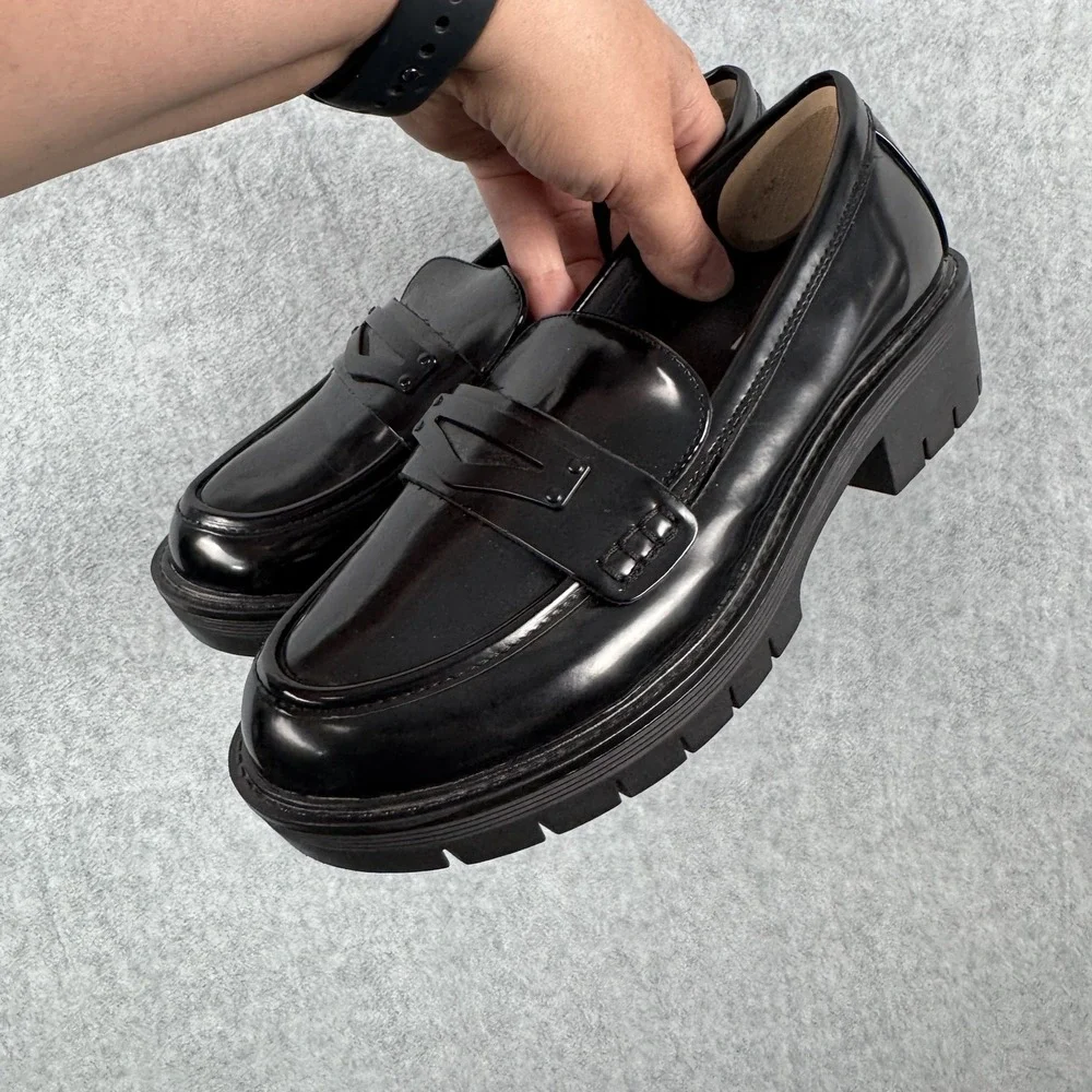 MIA Shoes Womens Size 6.5 Loafer‎ Platform Slip On Chunky Sole Y2K Faux Leather